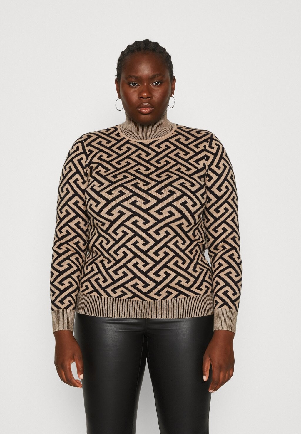 

Свитшот Vero Moda Curve VMCARIA HIGH NECK, чёрный/серебряная норка, Черный