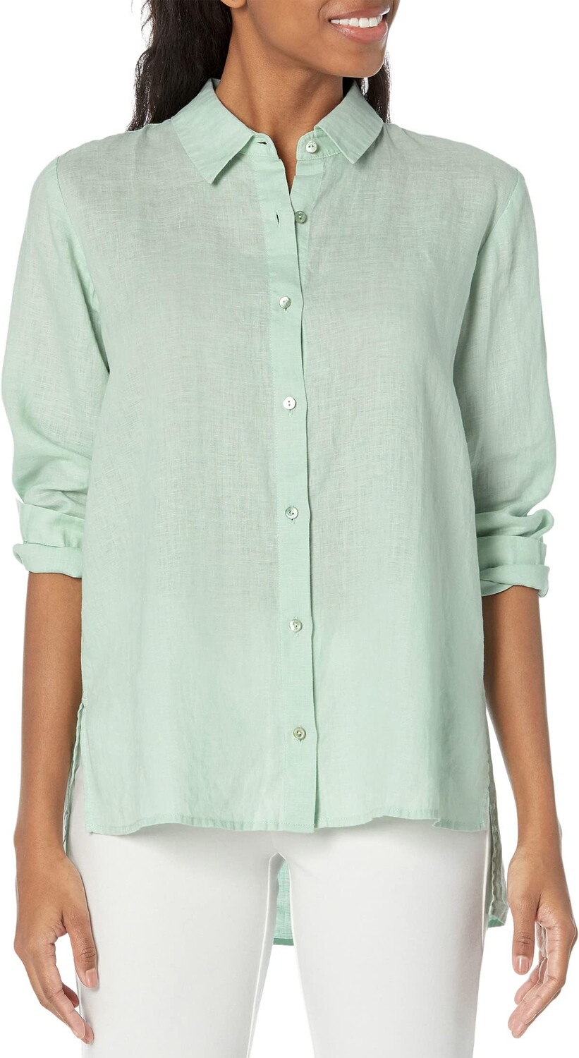 

Миниатюрная классическая рубашка с воротником Eileen Fisher, цвет Absinthe