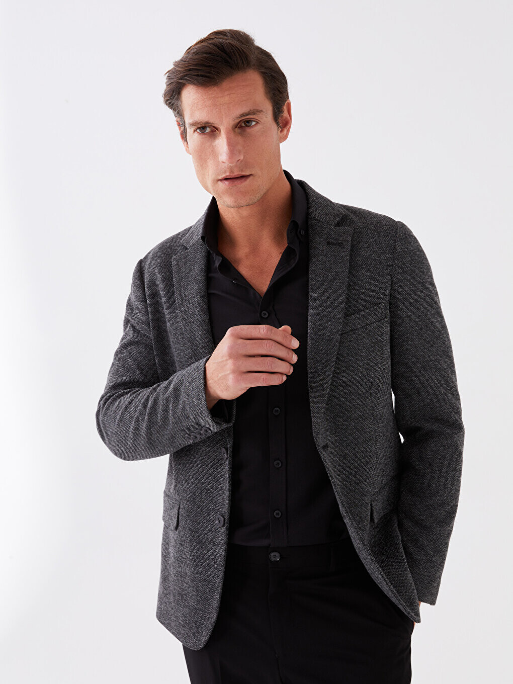 

Мужской пиджак Slim Fit LCWAIKIKI Classic, черный меланж