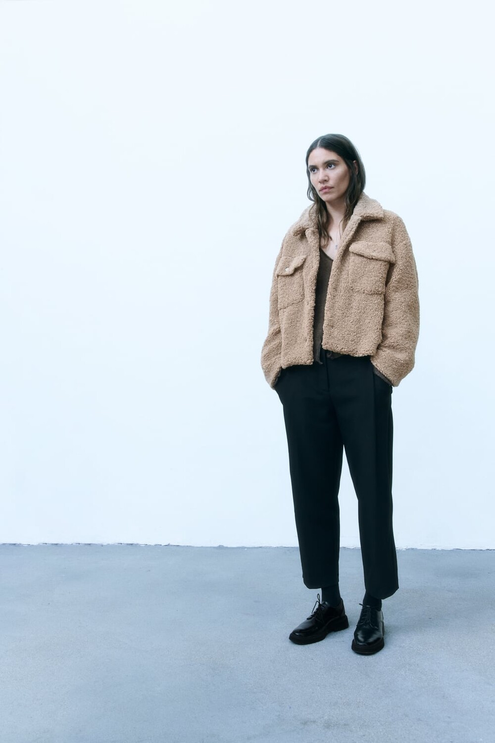 

Куртка из искусственной овчины ZARA, кэмел