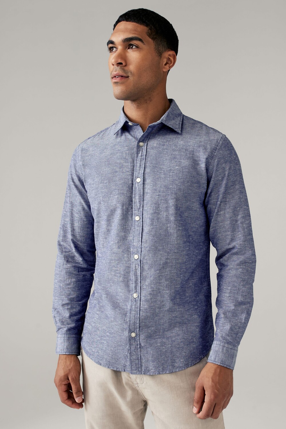 

Рубашка из смесового льна с длинными рукавами Jack & Jones, синий