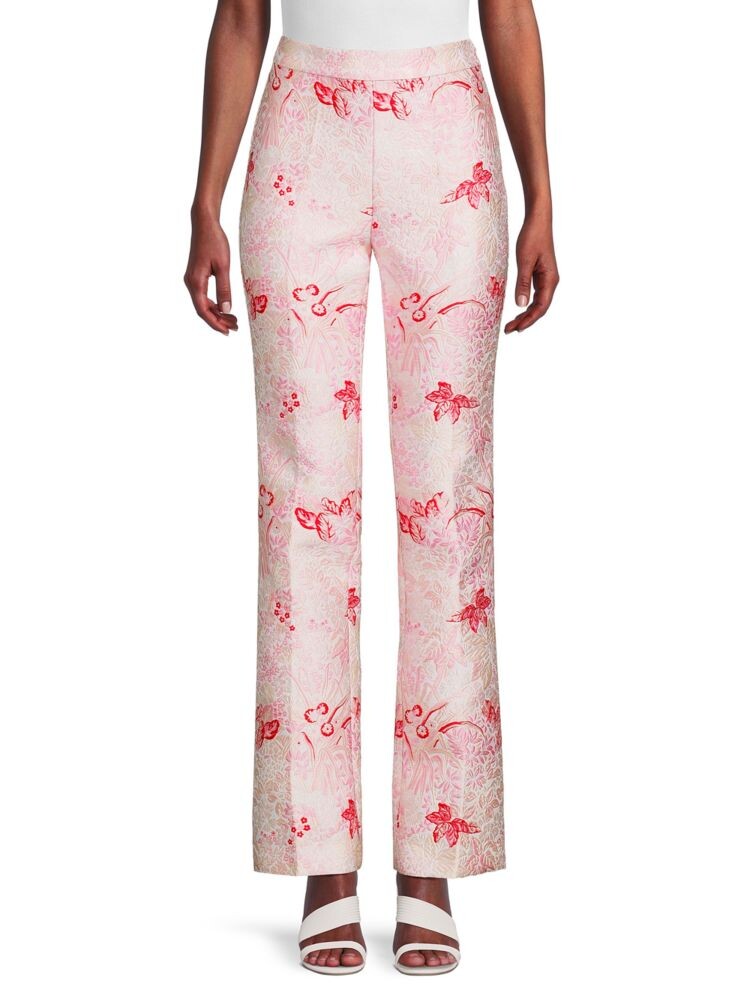 

Брюки с тиснением в виде листьев Giambattista Valli, цвет Ivory Pink