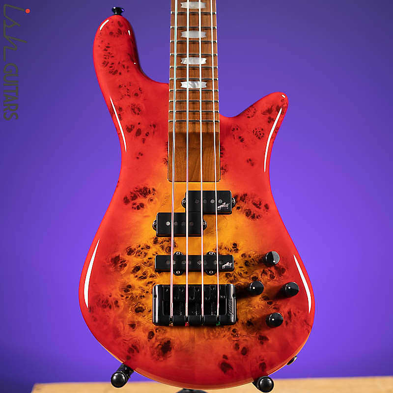 Басс гитара Spector Eurobolt 4 Inferno Red Gloss Poplar Burl Bass Guitar цена и фото