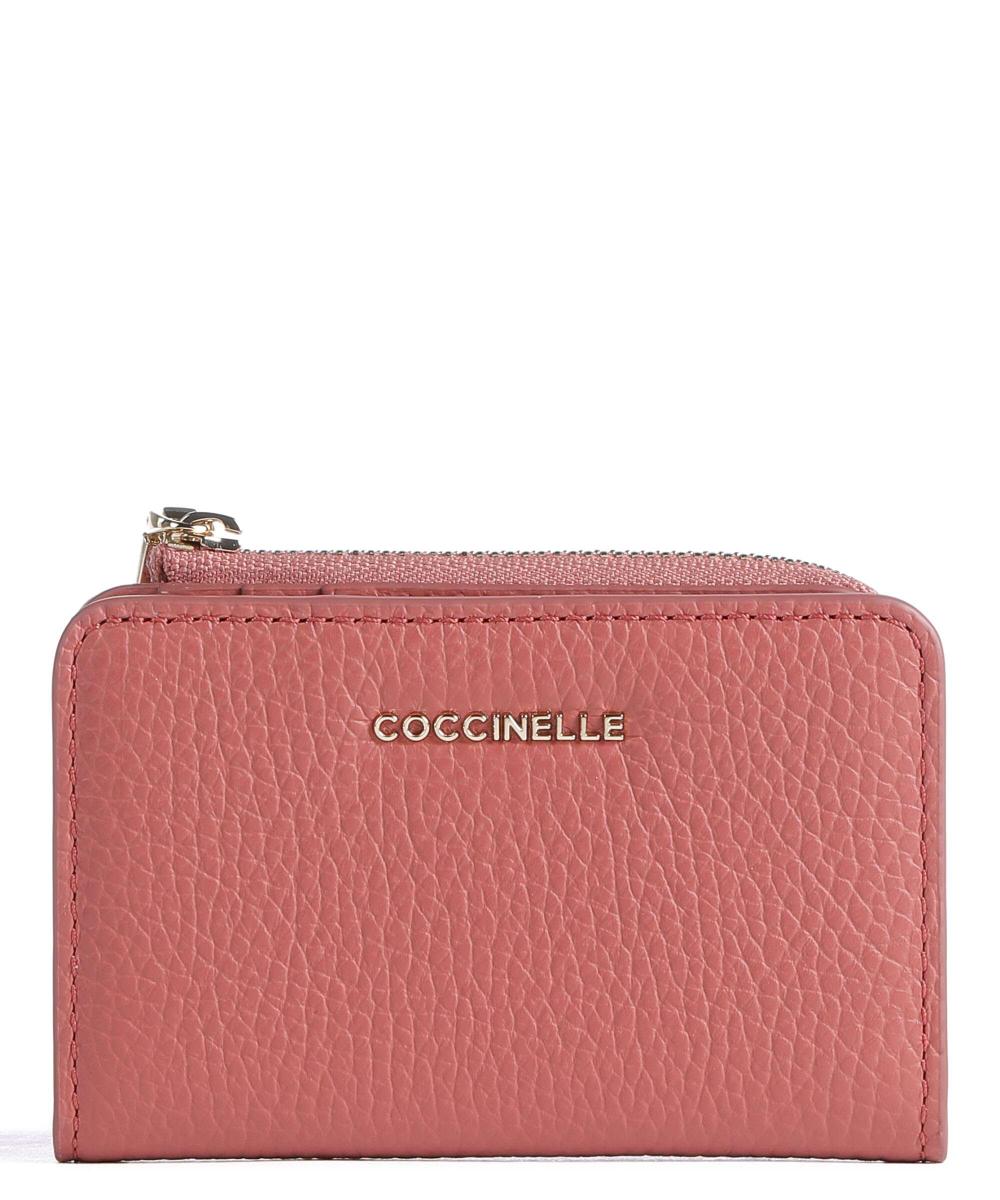 Мягкий кошелек металлик из зерненой кожи le Coccinelle, розовый