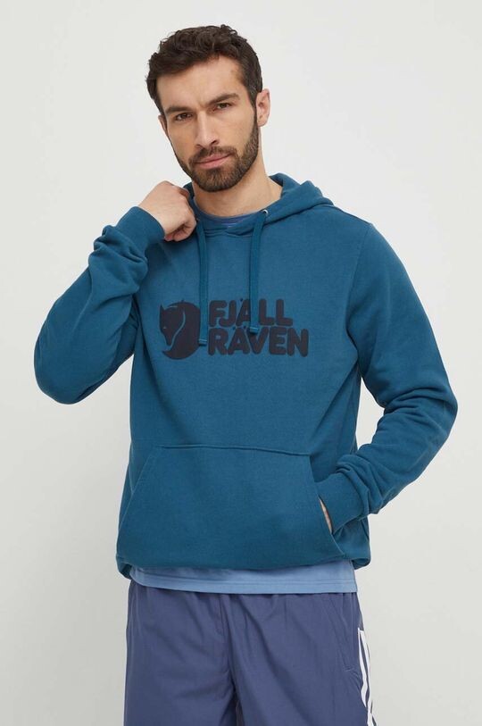 

Хлопковая толстовка Fjällräven Logo Hoodie Fjallraven, синий