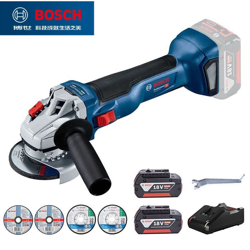 Угловая шлифовальная машина Bosch GWS18V-10 + насадки, два аккумулятора