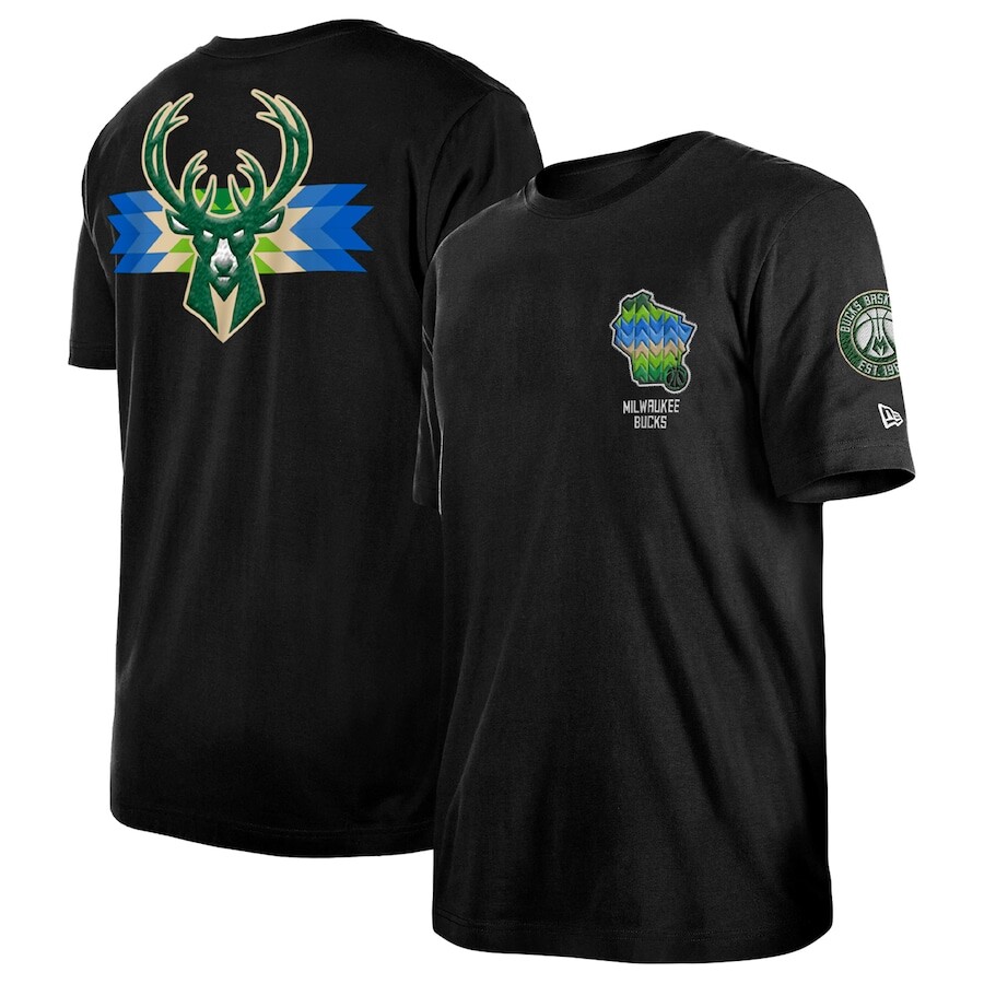 

Футболка с коротким рукавом New Era Milwaukee Bucks, черный
