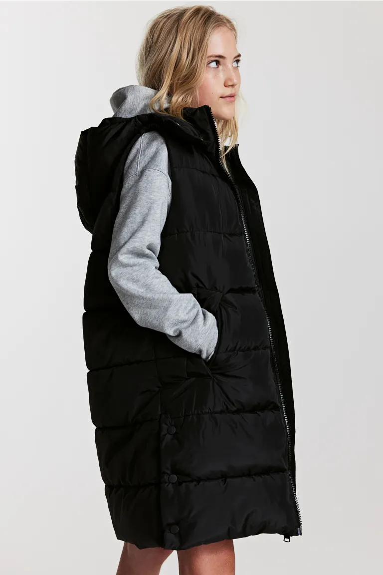 

Длинный стеганый жилет H&M, черный