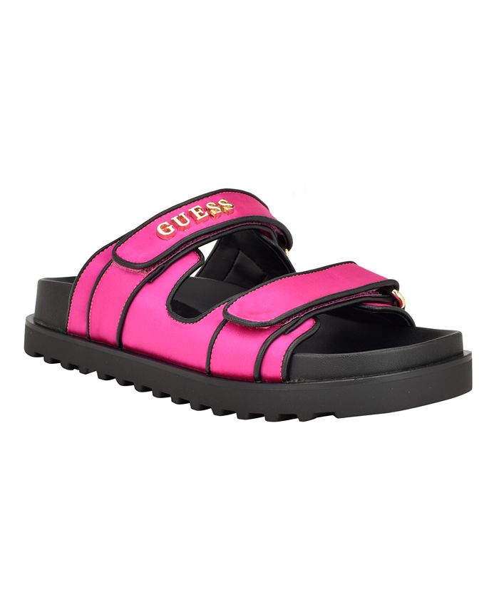 Женские тканевые сандалии Fabulon с двумя ремешками GUESS, цвет Black, Pink