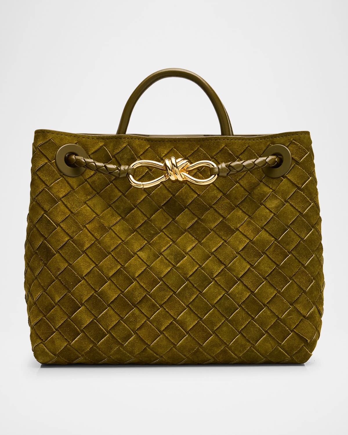 

Маленькая замшевая большая сумка Andiamo Bottega Veneta, цвет Olive Oil