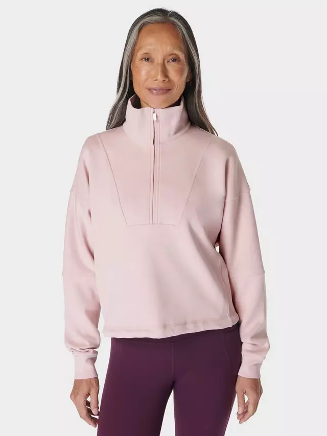 

Толстовка Sweaty Betty Sand Wash Funnel Neck Half Zip, цвет pirouette/pink