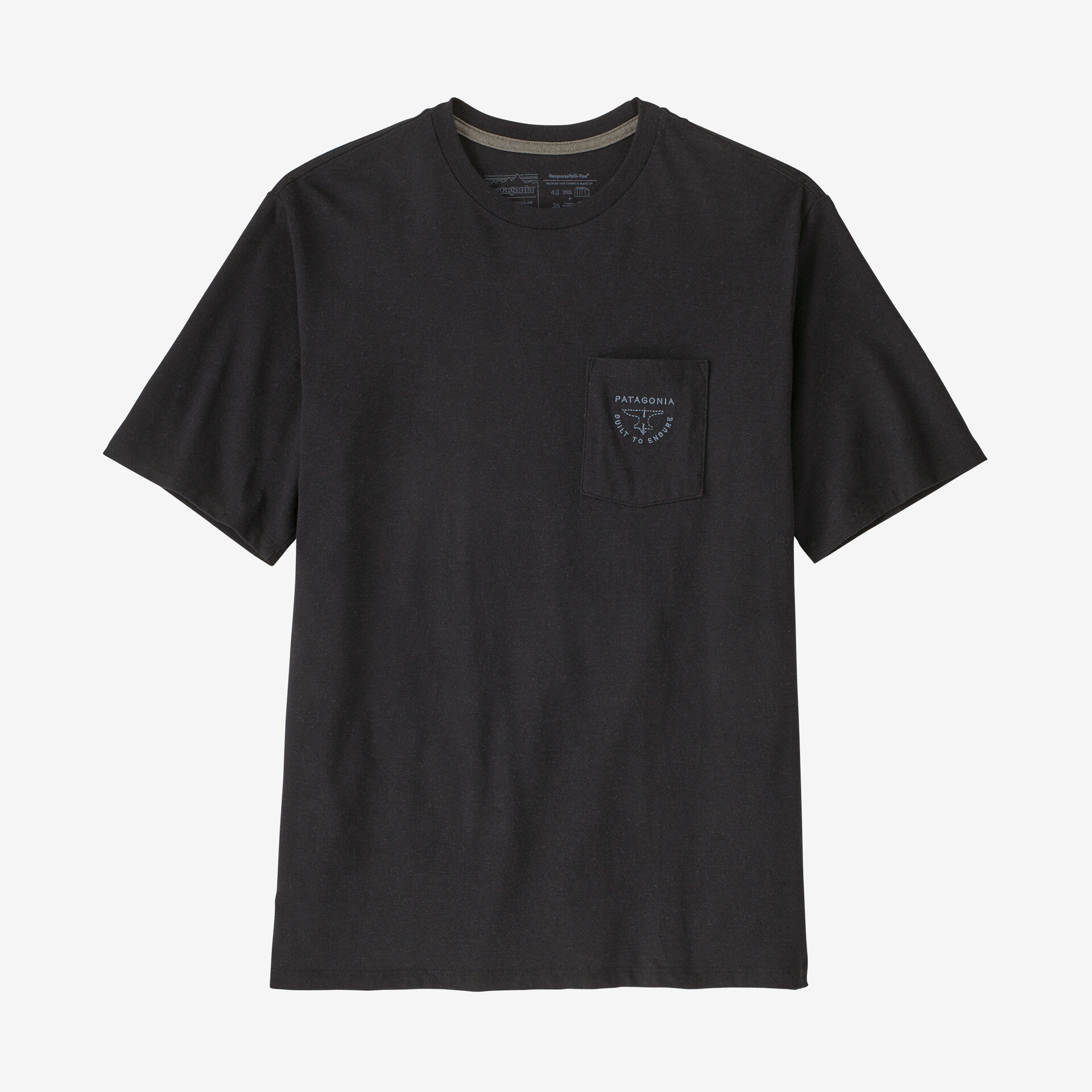 Мужская ответственная футболка с карманом Forge Mark Crest Patagonia, черный мужская ответственная футболка с логотипом и карманом patagonia черный