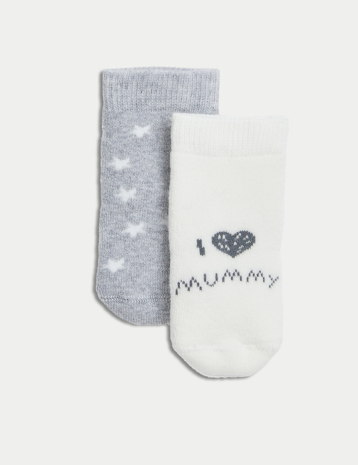 

2 пары детских носков I Love Mummy с высоким содержанием хлопка (0–3 лет) Marks & Spencer, мульти
