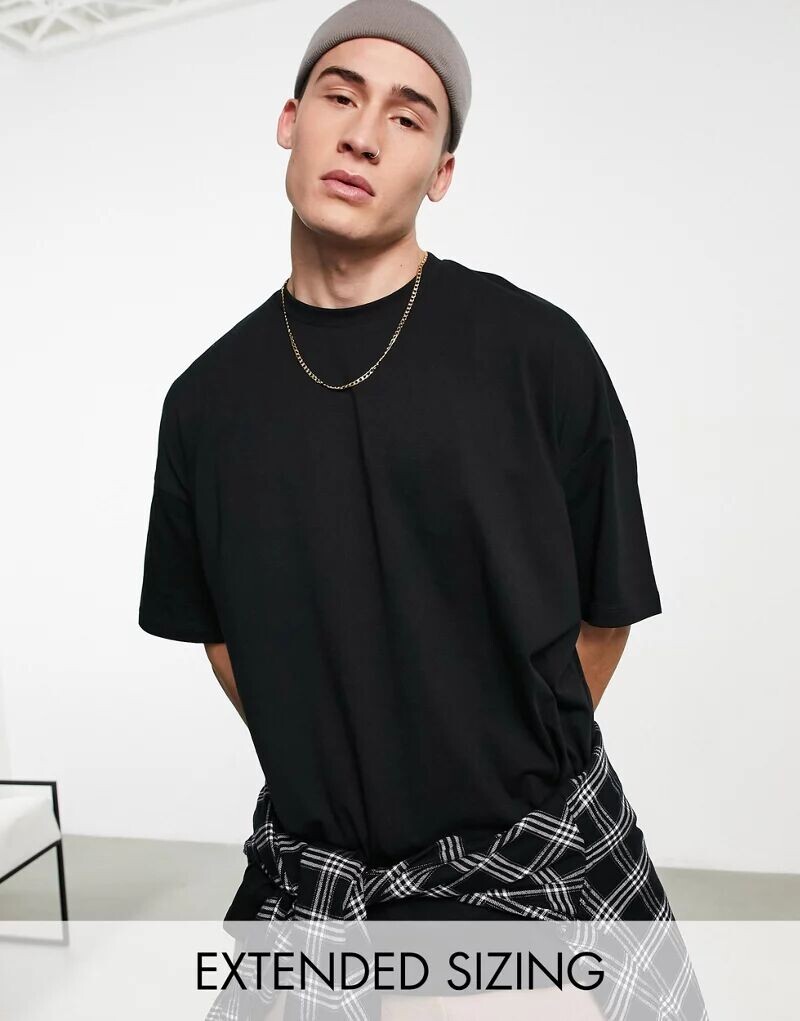 

Черная объемная футболка с круглым вырезом ASOS
