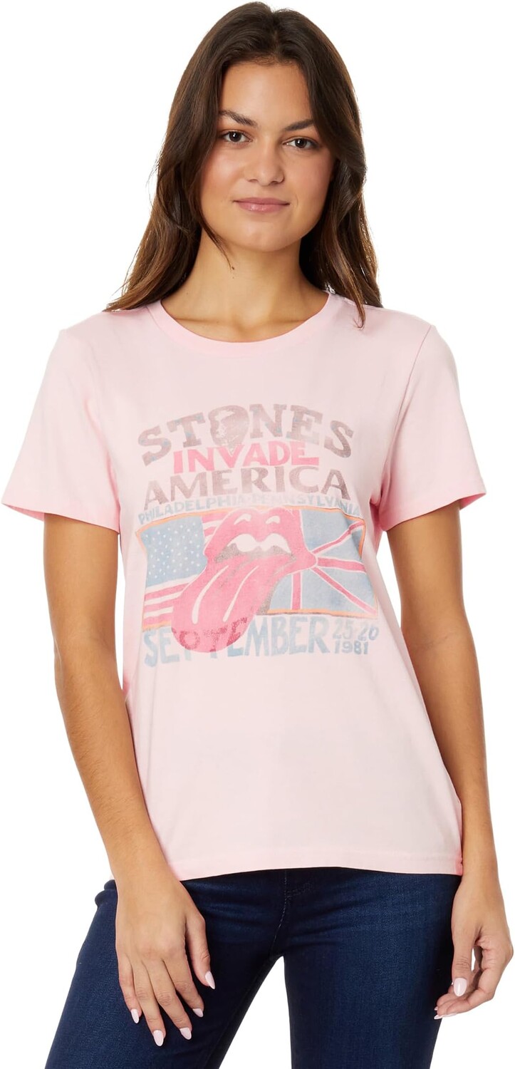 

Футболка Rolling Stones Invade America Lucky Brand, цвет Crystal Pink