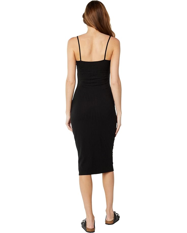 цена Платье Bebe Button Front Rib Midi Dress, черный