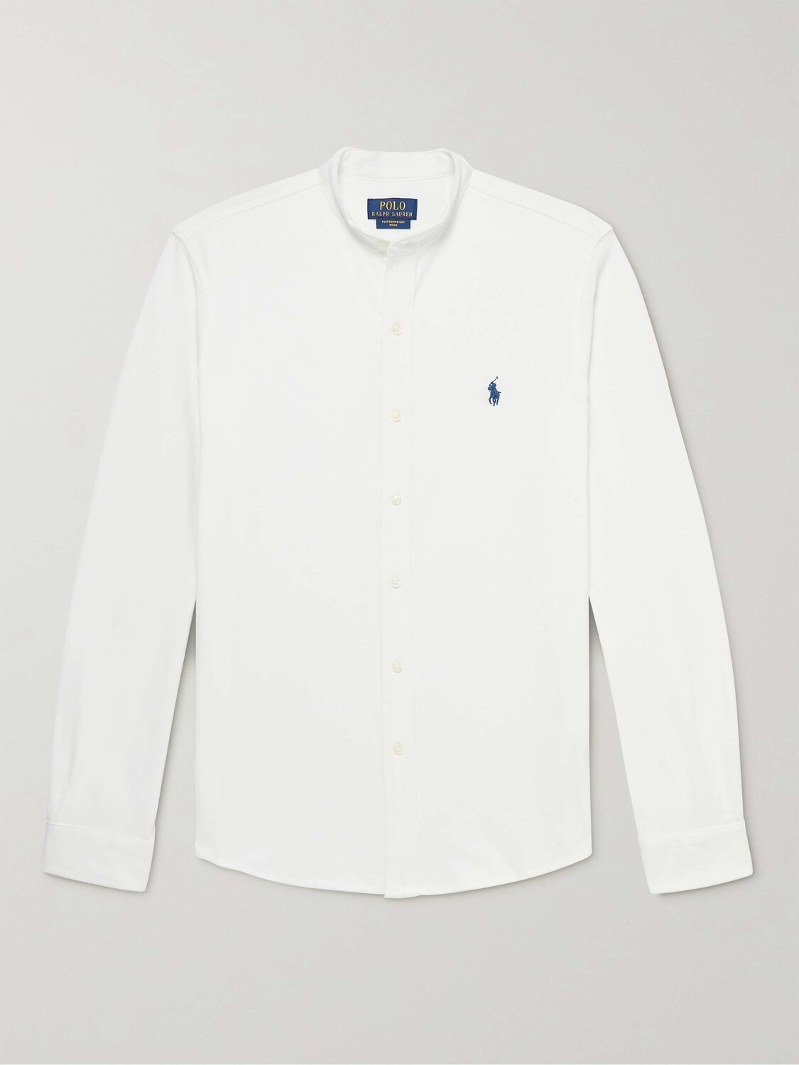 

Рубашка из хлопка-пике с вышитым логотипом Grandad-Collar POLO RALPH LAUREN, белый