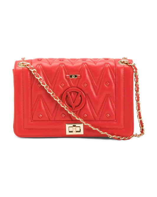 

Кожаное плечо через плечо Alice Diamond, сделано в Италии Valentino By Mario Valentino, красный
