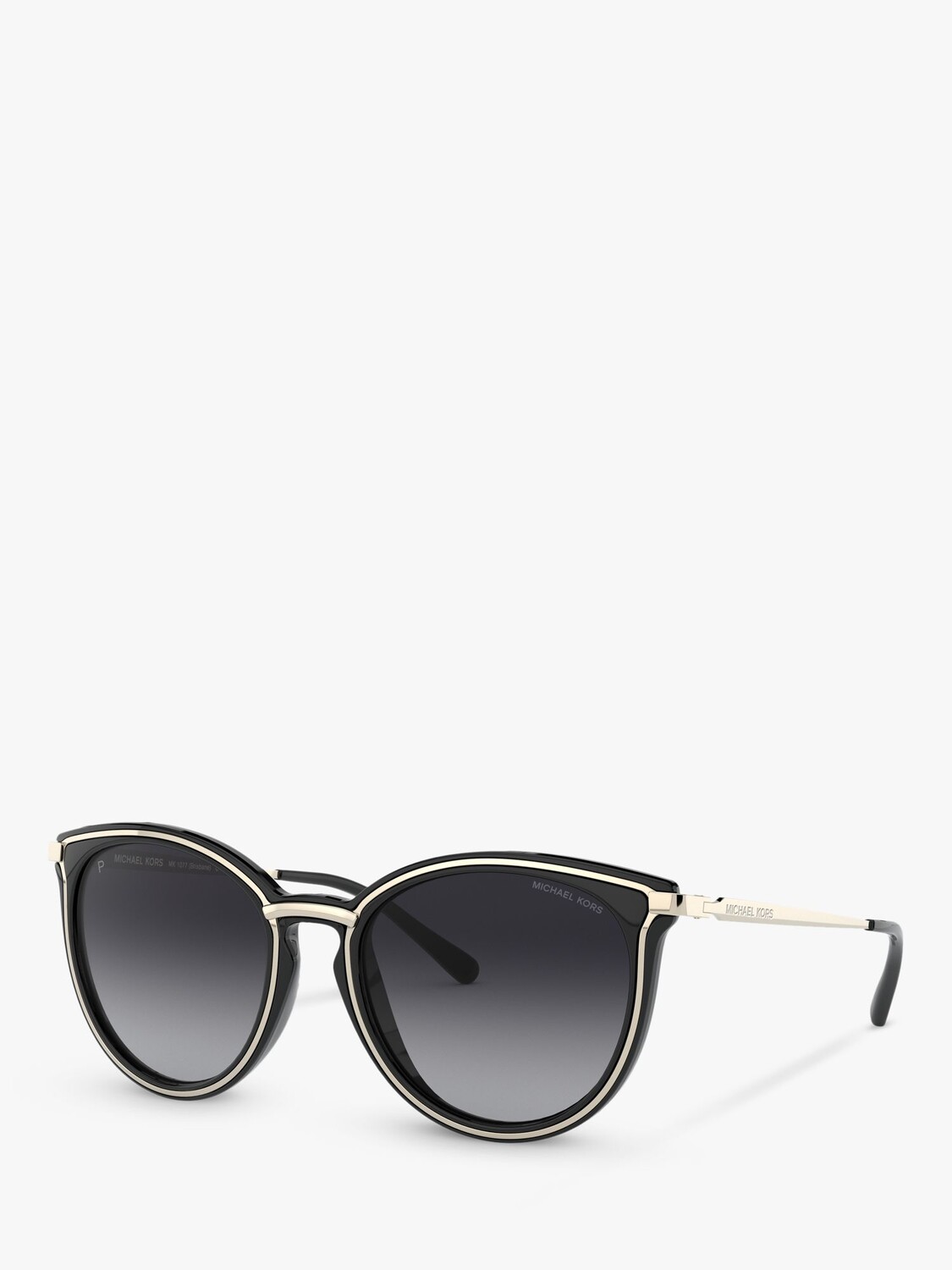 

Michael Kors MK1077 Женские поляризационные круглые солнцезащитные очки Brisbane, черное золото/черный градиент