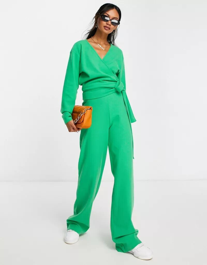 

Ярко-зеленые супермягкие широкие брюки Coord ASOS