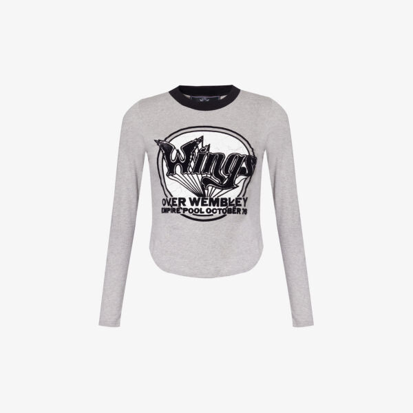 

Футболка из хлопкового джерси с графическим рисунком wings baby Stella Mccartney, серый