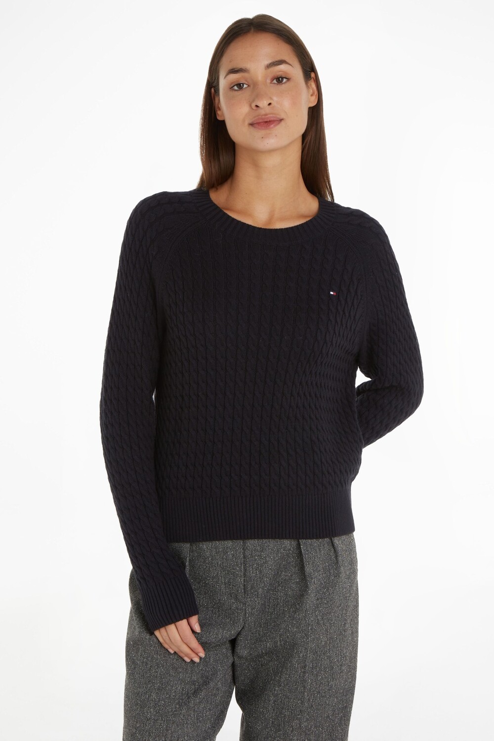 

Черный свитер косой вязки Tommy Hilfiger, черный