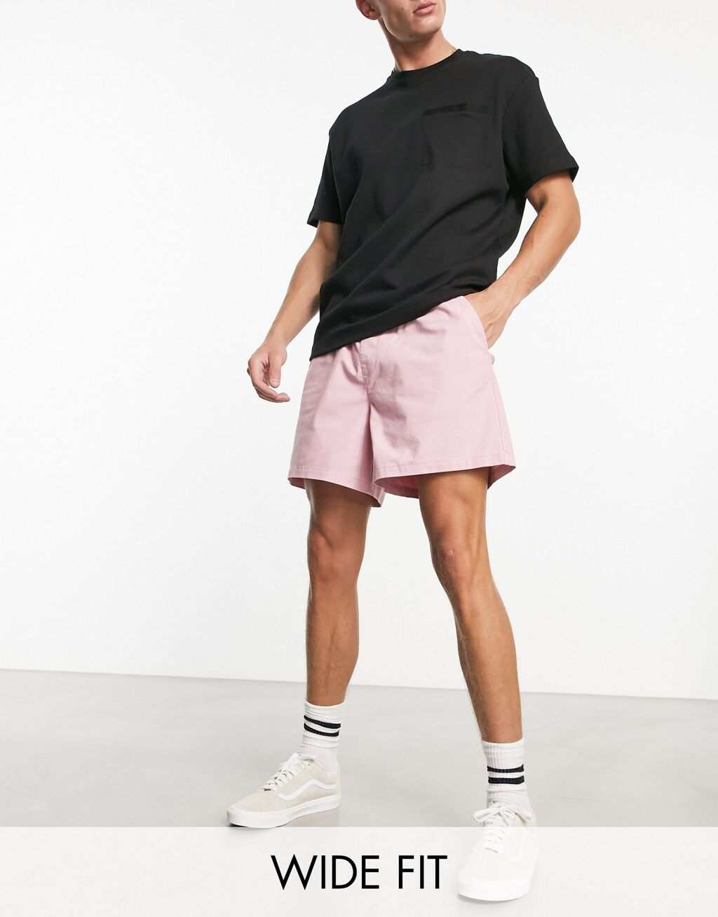 

Розовые широкие шорты чинос укороченной длины ASOS DESIGN