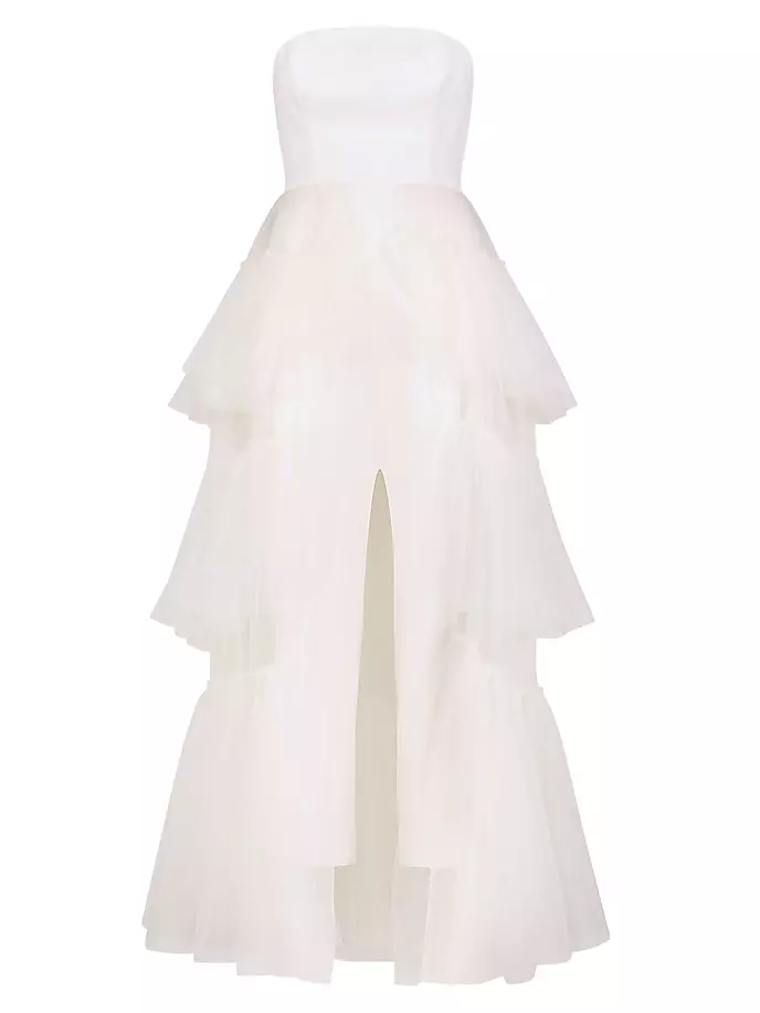 

Многоуровневый комбинезон из тюля без бретелек Bcbgmaxazria, цвет gardenia