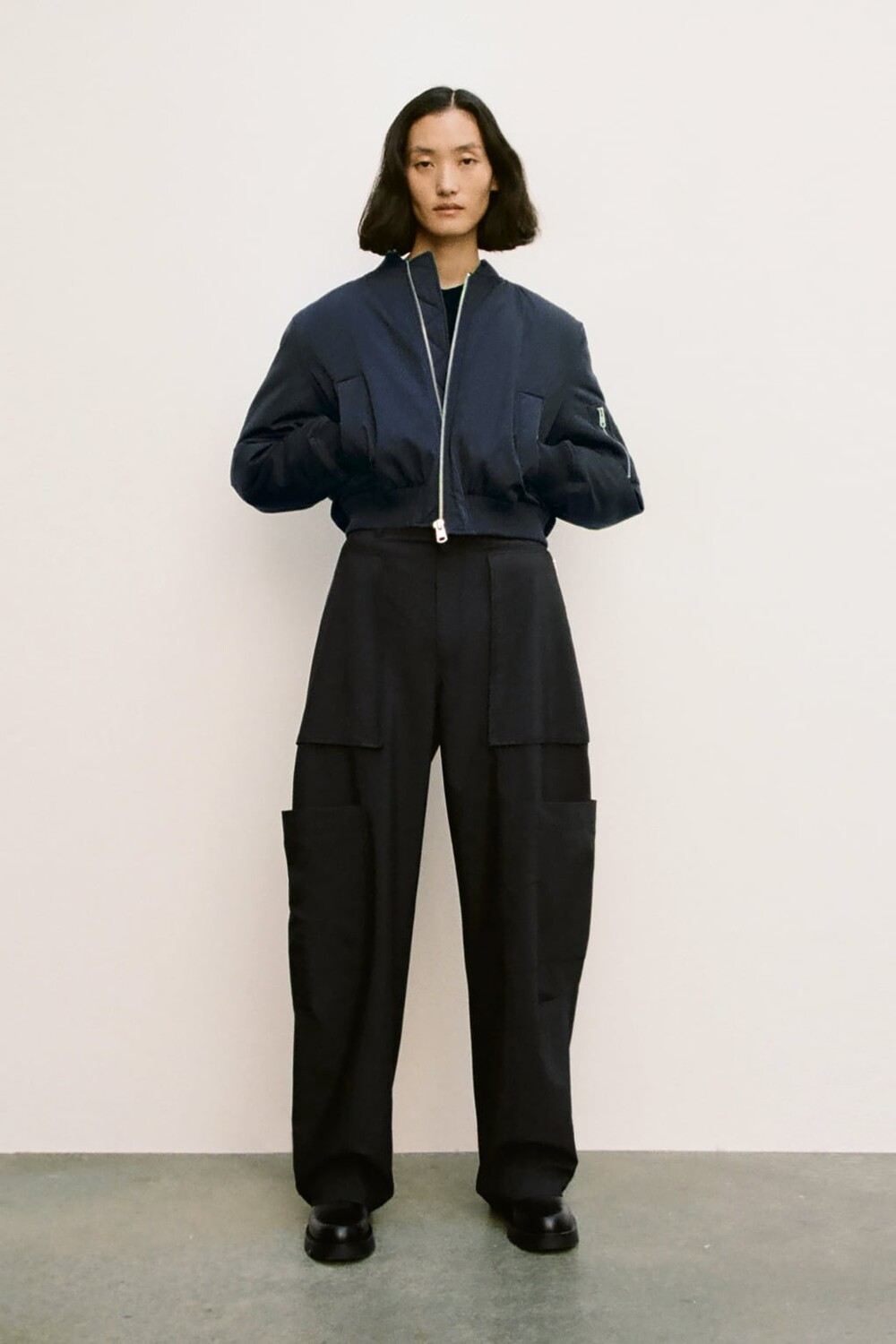 

Брюки карго на молнии Zw Collection ZARA, серый