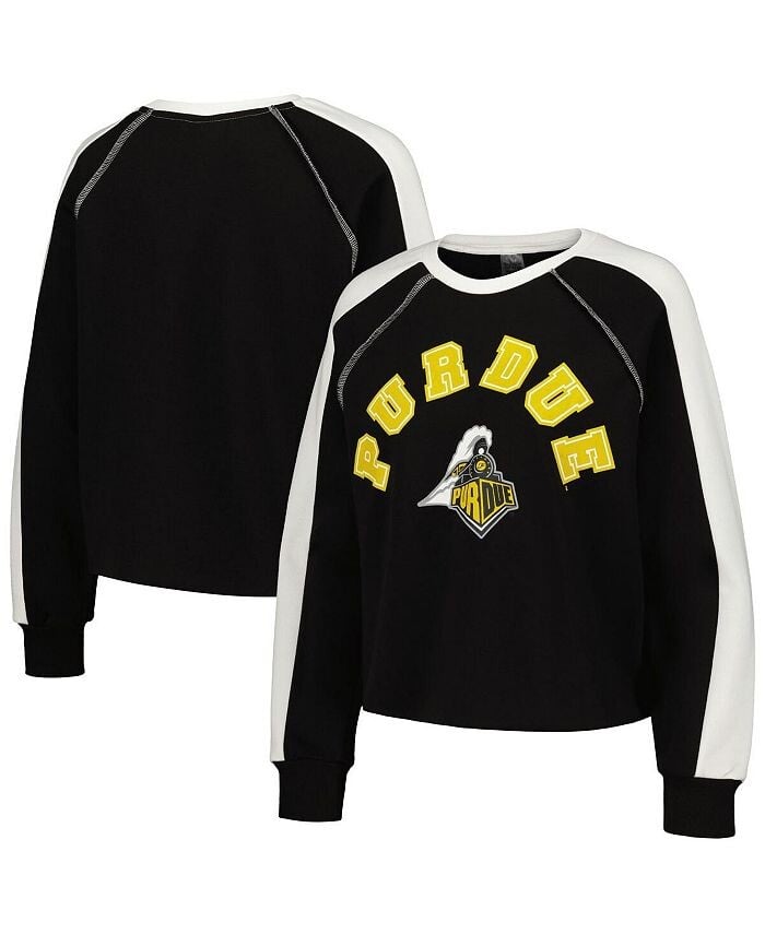 

Женский черный укороченный пуловер Purdue Boilermakers Blindside Raglan nbsp; Gameday Couture, черный