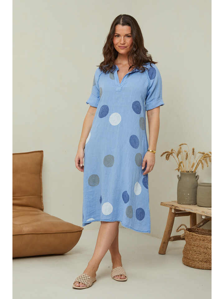 

Платье Curvy Lady Leinen, цвет Hellblau/Bunt