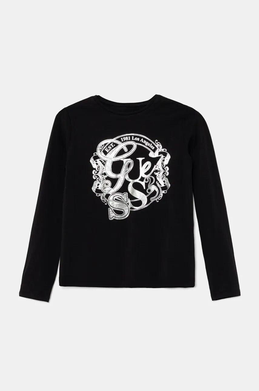 

Хлопковая рубашка Guess с длинными рукавами для мальчиков и девочек, черный