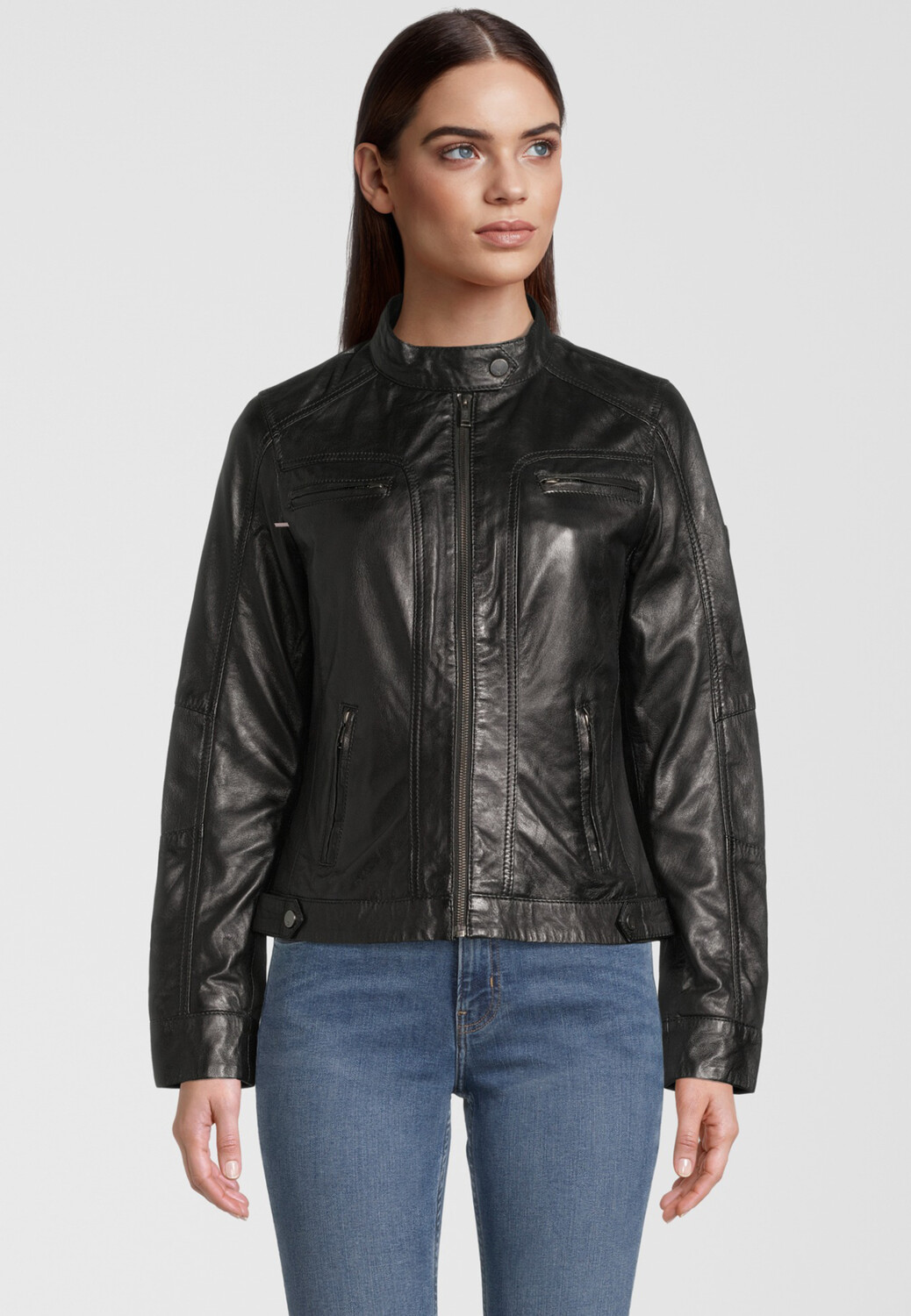 

Кожаная куртка H.I.S mit Label Patch, молочно черный
