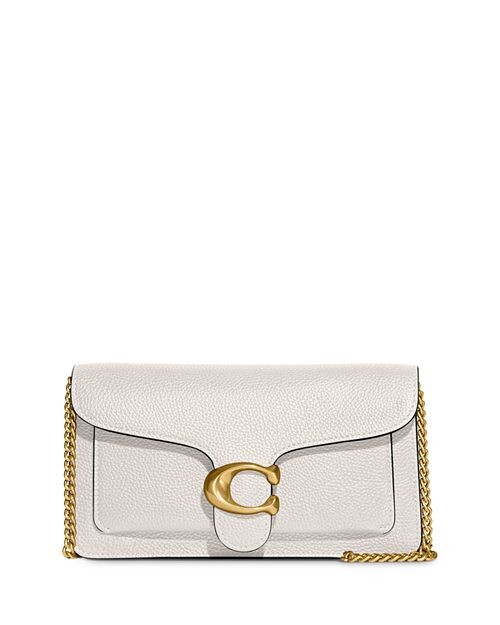 

Маленький кожаный клатч с цепочкой и полосками COACH, цвет White
