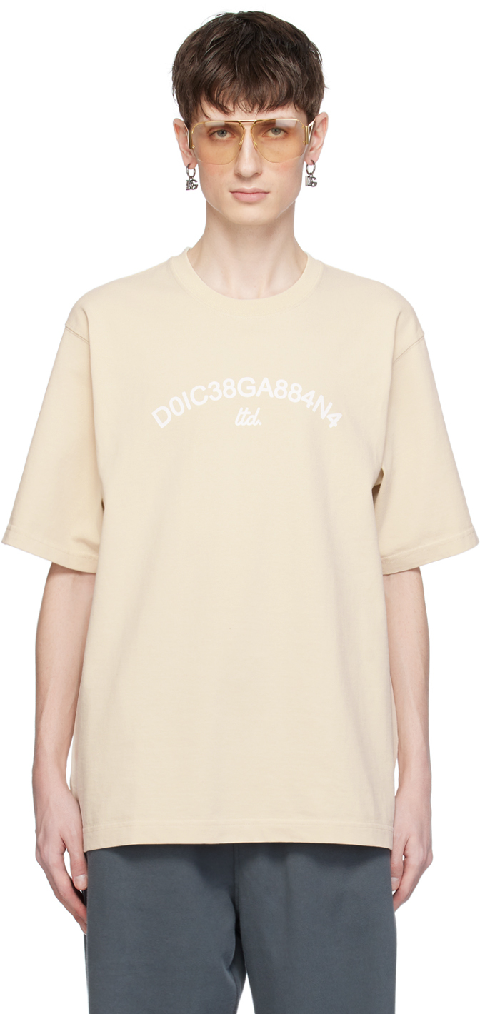 Бежевая футболка с принтом Dolce&Gabbana, цвет Beige