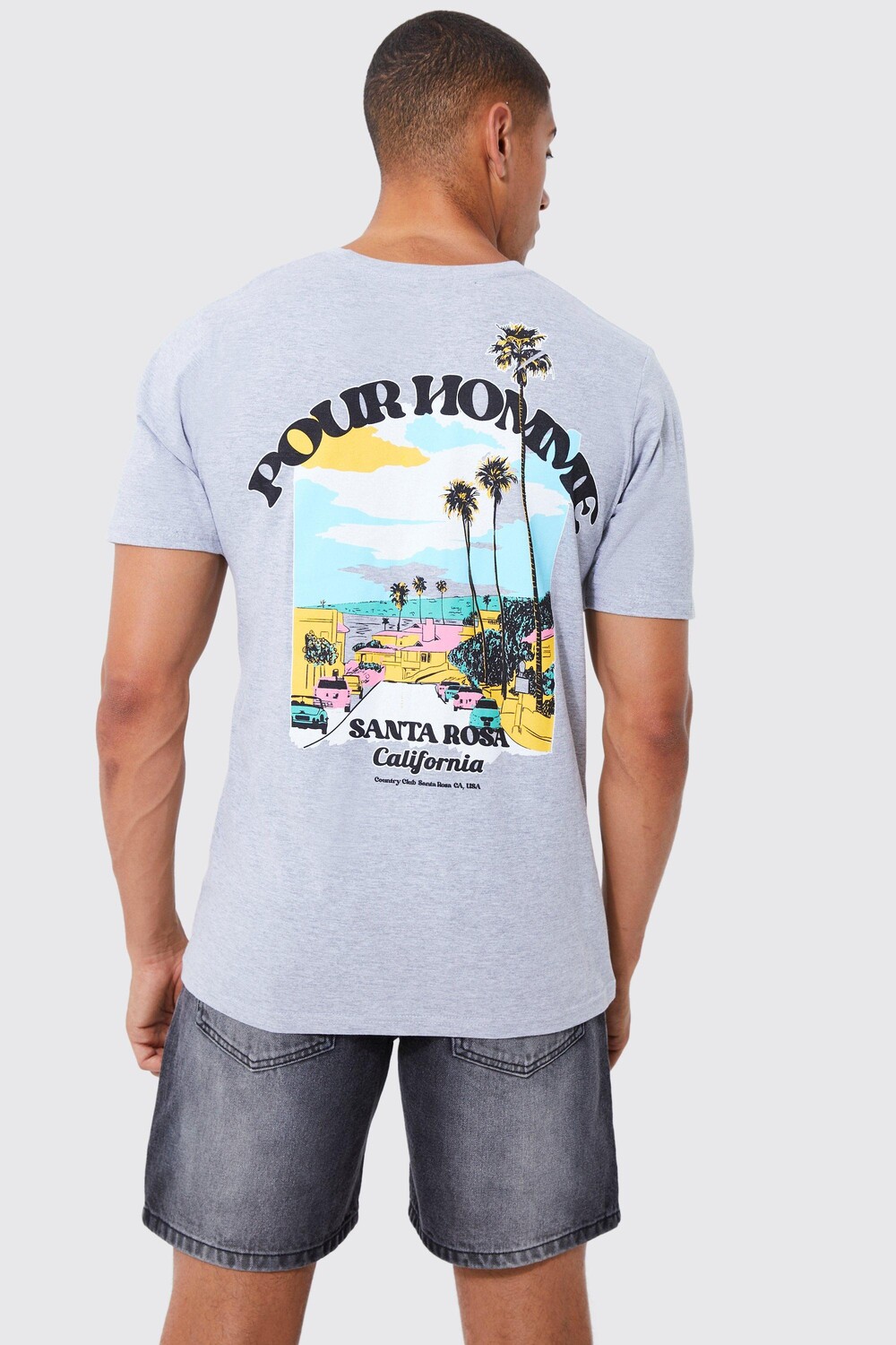 

Футболка pour homme scenic california Boohoo, серый