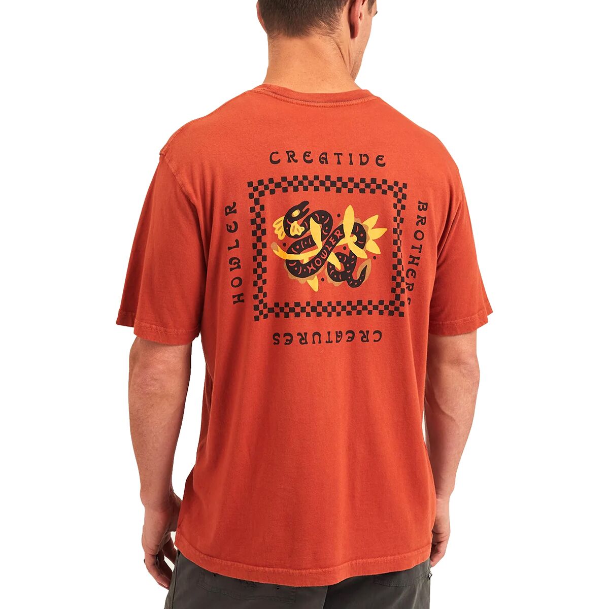 Хлопковая футболка с карманами Howler Brothers, цвет creative creatures eel/terracotta