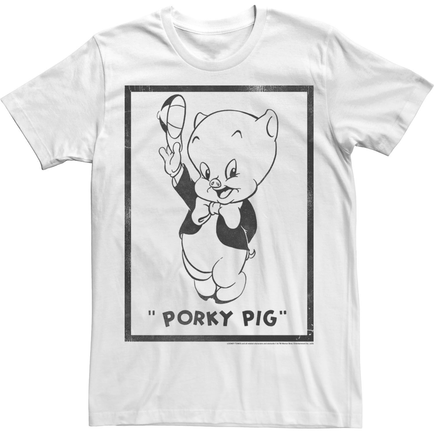 

Мужская классическая футболка с плакатом Looney Tunes Porky Pig Licensed Character