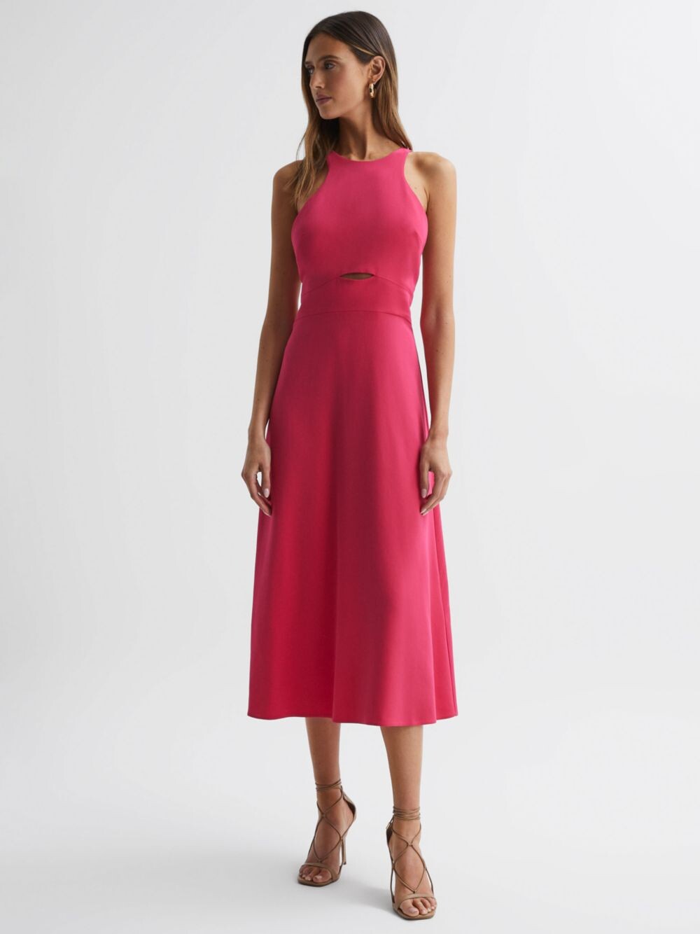 

Платье миди с вырезом Reiss Vienna, розовый, розовый