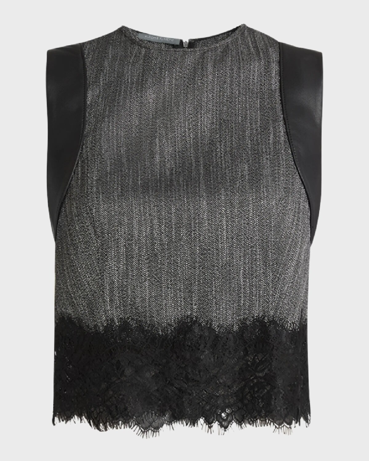 

Укороченный топ без рукавов с кружевной отделкой Alberta Ferretti, цвет Multi Black