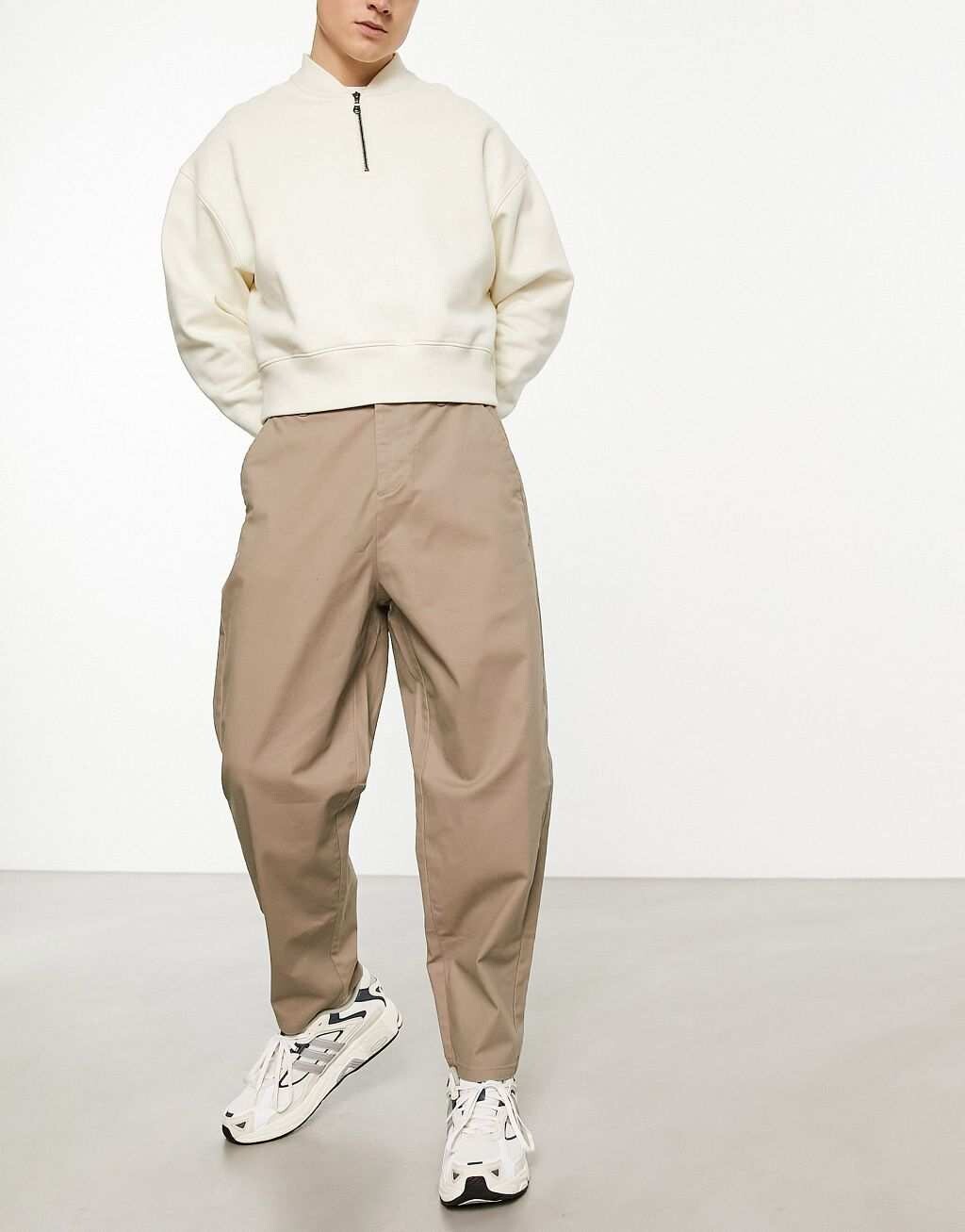 

Бежевые зауженные чиносы оверсайз ASOS DESIGN, Бежевый