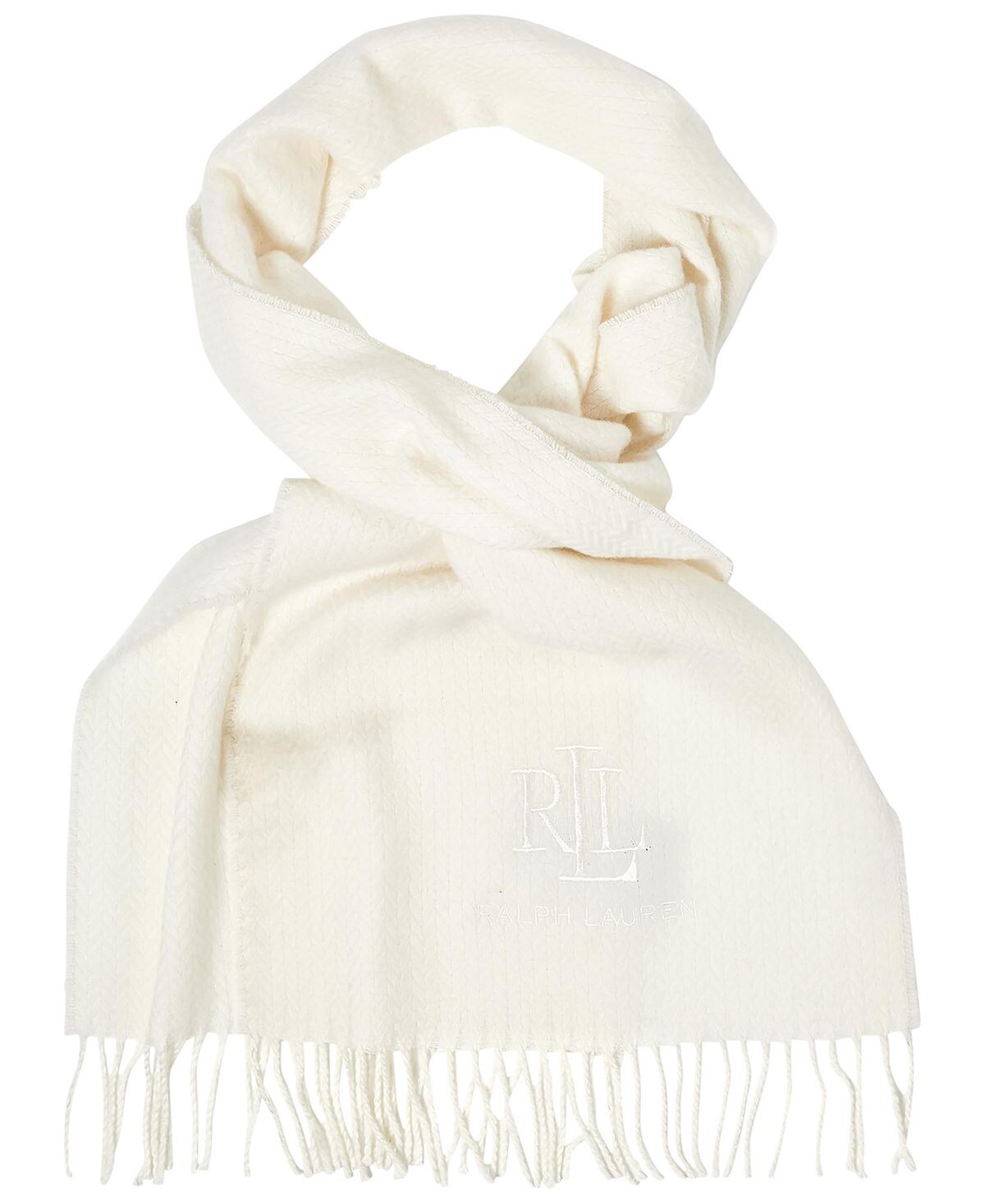 

Шерстяной кашемировый фирменный тканый шарф Lauren Ralph Lauren