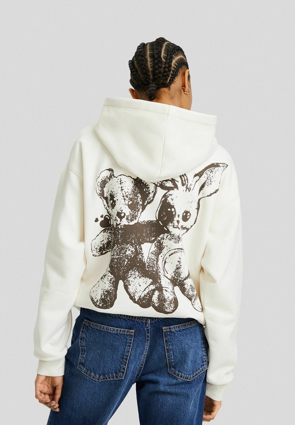 

Толстовка на молнии Printed Bershka, бежевый