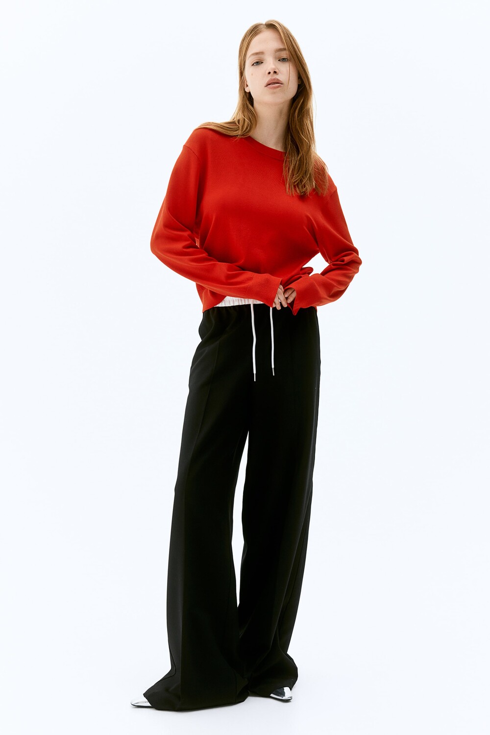 

Короткий свитер тонкой вязки H&M, красный