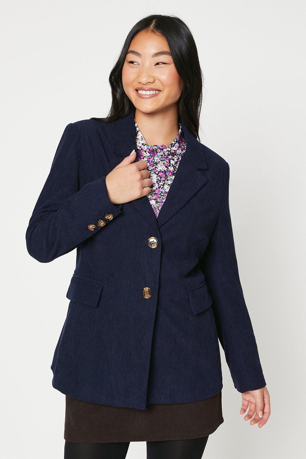 Вельветовый однобортный пиджак Petite Oasis, темно-синий пиджак однобортный размер 64 бирюзовый