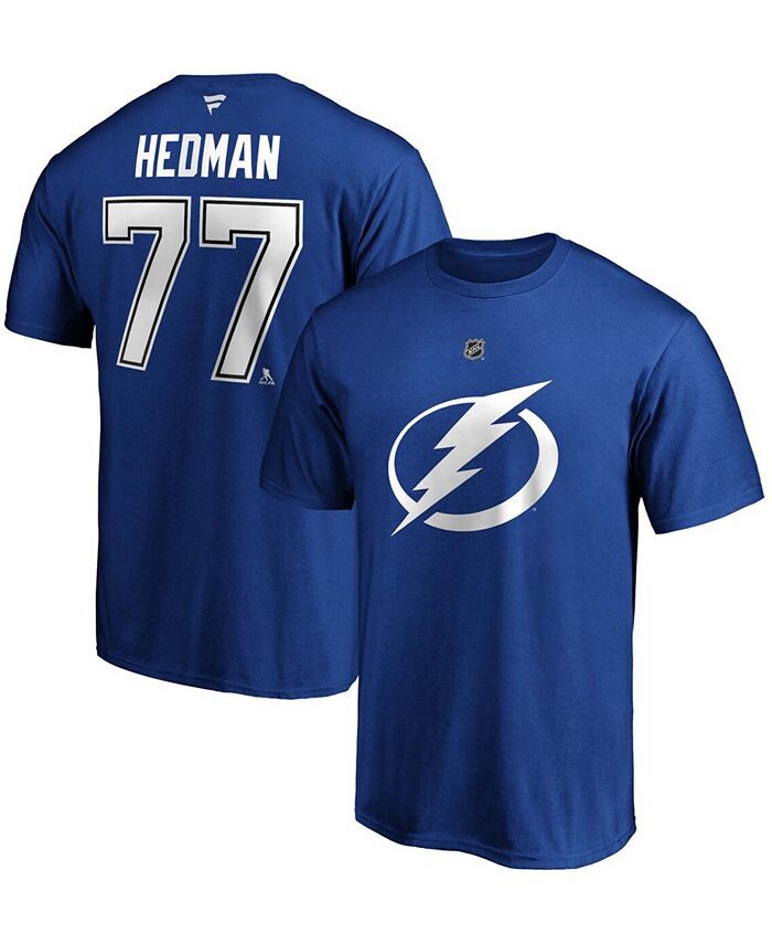 

Мужская синяя футболка с именем и номером Victor Hedman Tampa Bay Lightning Authentic Stack Fanatics, синий