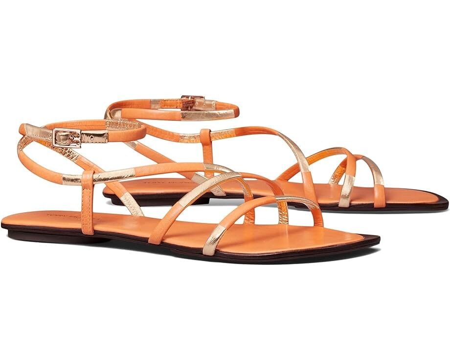 Сандалии Tory Burch Split Mignon Strappy Flat Sandal, цвет Citrus Juice/Rose Gold