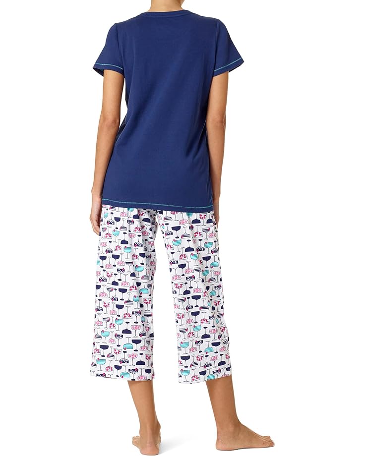 пижамный комплект hurley pajama two piece set черный Пижамный комплект HUE Short Sleeve Tee and Capris Two-Piece Pajama Set, цвет Medieval Blue