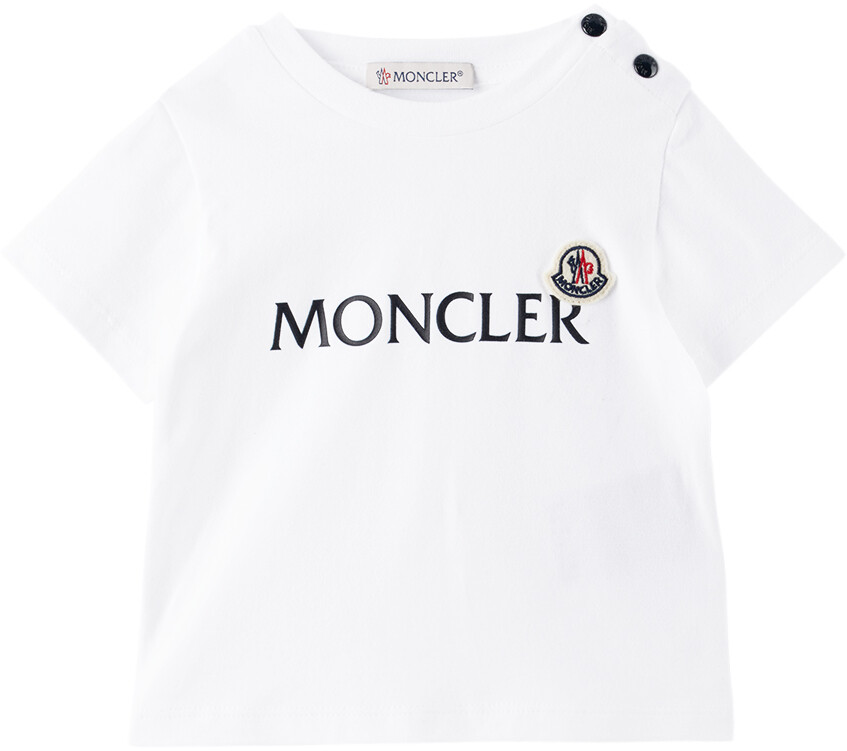 

Детская белая футболка с принтом Off-white Moncler Enfant, Белый
