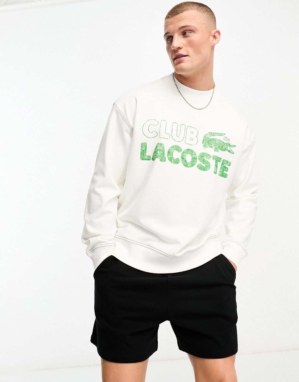 

Белый свитшот свободного кроя Lacoste